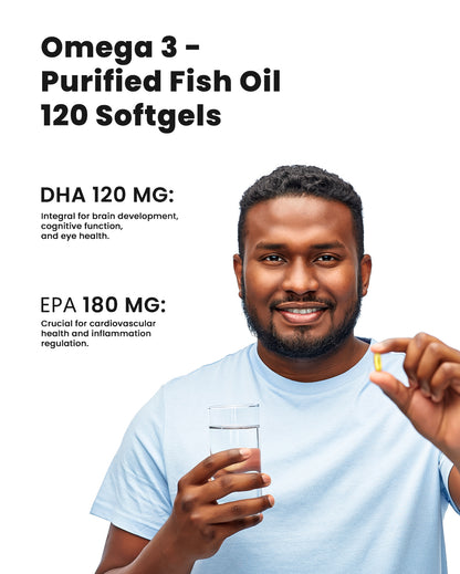 Omega 3 - Purified Fish Oil - 120 Softgels